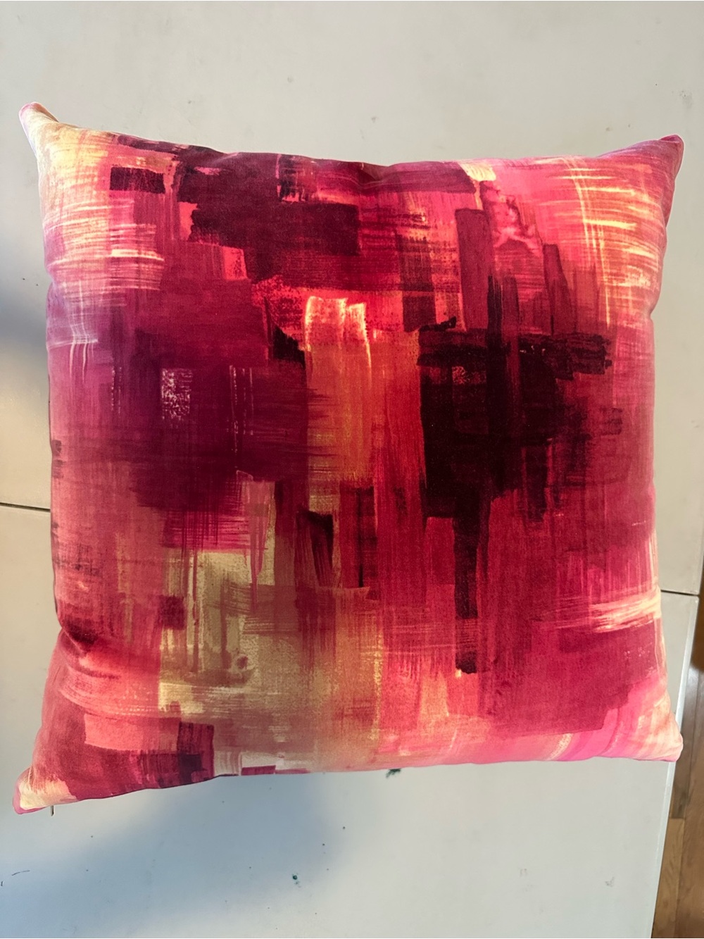 Decorative Abstract Pink & Gold Throw Pillow